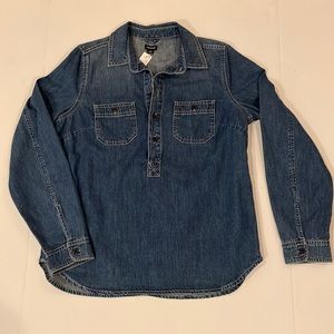 NWT J Crew Denim Half Button Down Size S
